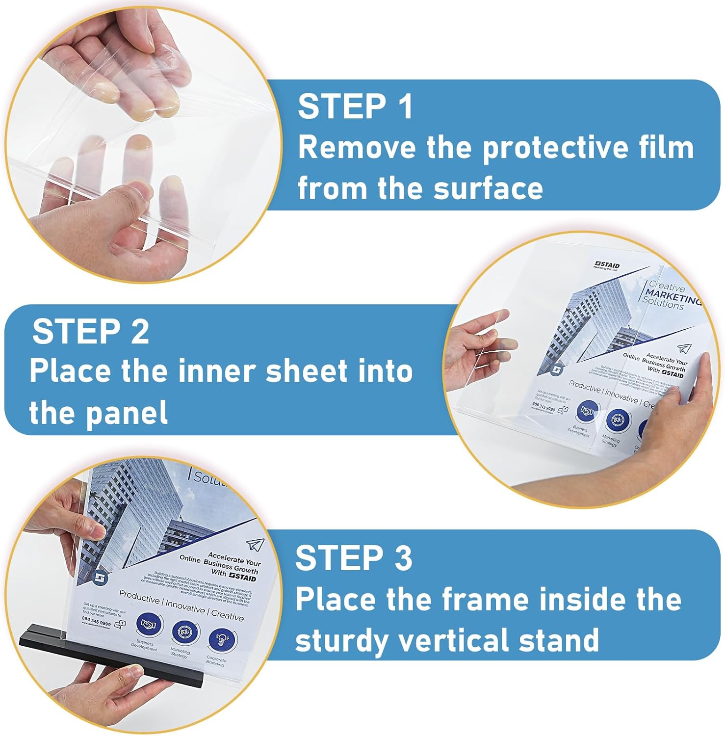 Seencool Acrylic Sign Holder 5x7 - 10Pack Vertical Double Sided Acrylic Sign Stands, Clear Table Menu Display Stand Paper Holder, Plastic Flyer Holder, Vendor Booth Display Items