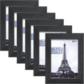 VCK 5x7 Picture Frames Black Set of 6, Wide Border Wood Poster Frame, Multi-Directional Display Family Photos, Office Prints, Studio/Gallery Artwork, Woodgrain Series, Tabletop & Wall Hanging