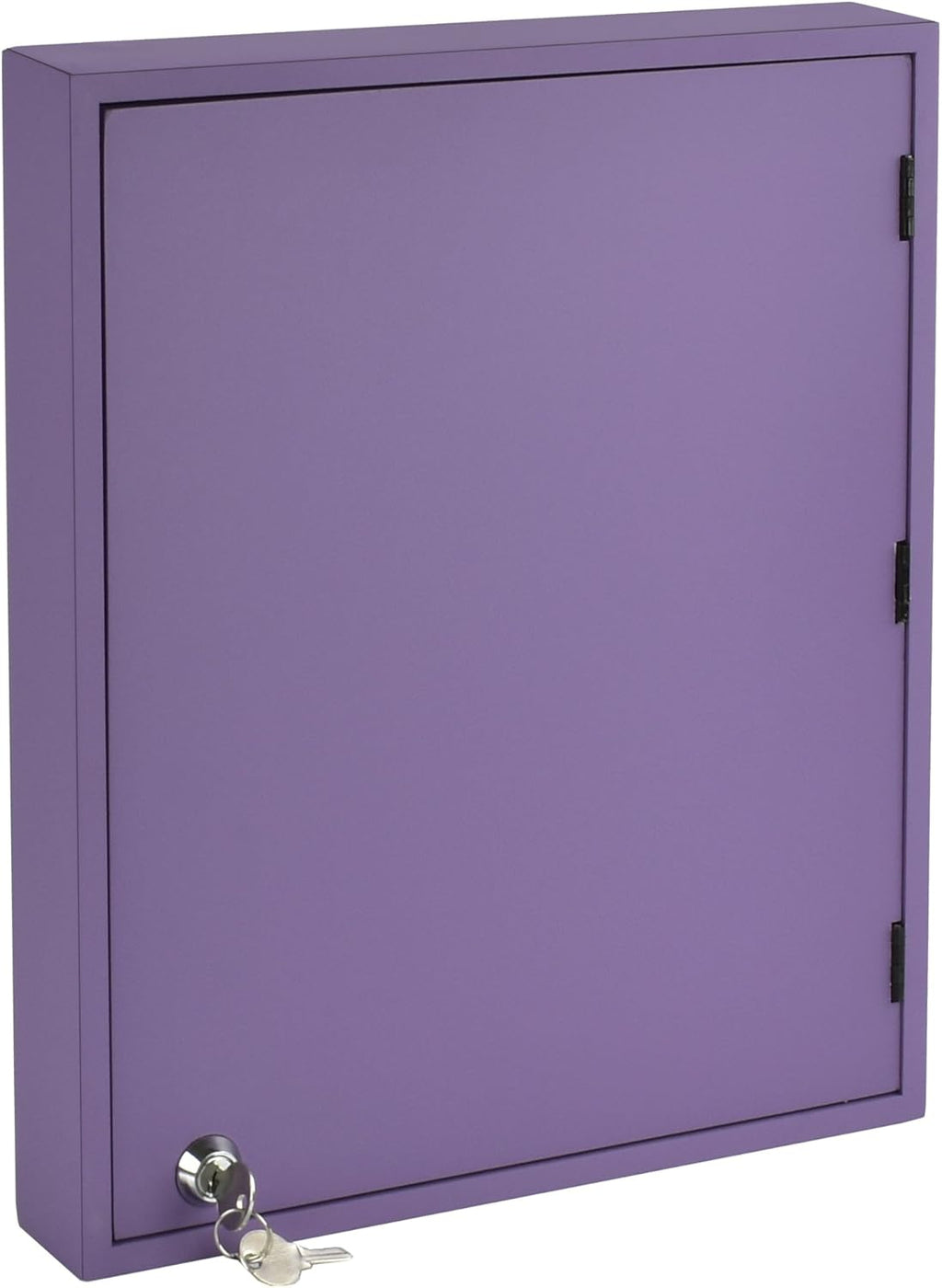 Acrimet 24-Key Cabinet with Lock, Wall Mount Wooden Key Organizer, Security Key Storage Box (24 Positions) with Numbered Hooks & Clear Purple Key Tags – Commercial & Home Use (Purple)
