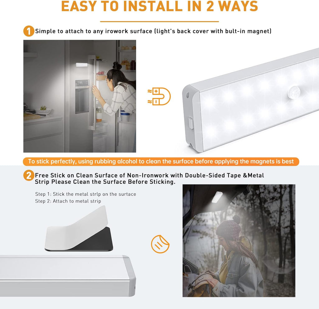 LED Closet Light with Charging Station, 5 Pcs Dimmer Rechargeable Motion Sensor Under Cabinet Lighting, Stick-Anywhere Night Safe Light Bar for Wardrobe,Kitchen
