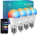 Smart Light Bulbs 4Pack, WiFi & Bluetooth 5.0, App Control, Color Changing LED Bulb, A19 E26 800LM Dimmable RGB Lights, 2700~6500K, Smart Home Lighting Works with Alexa Google Assistant