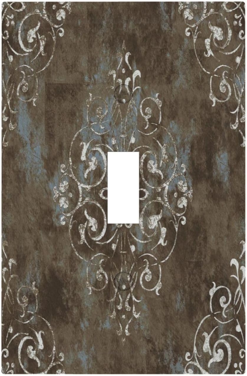 Decorative Light Switch Plate Covers Gothic Vintage Abstract Brown Patterns 1 Gang Wall Plate Single Toggle Switch Cover Plate Jumbo Electrical Switchplate Receptacle Faceplate for Bedroom