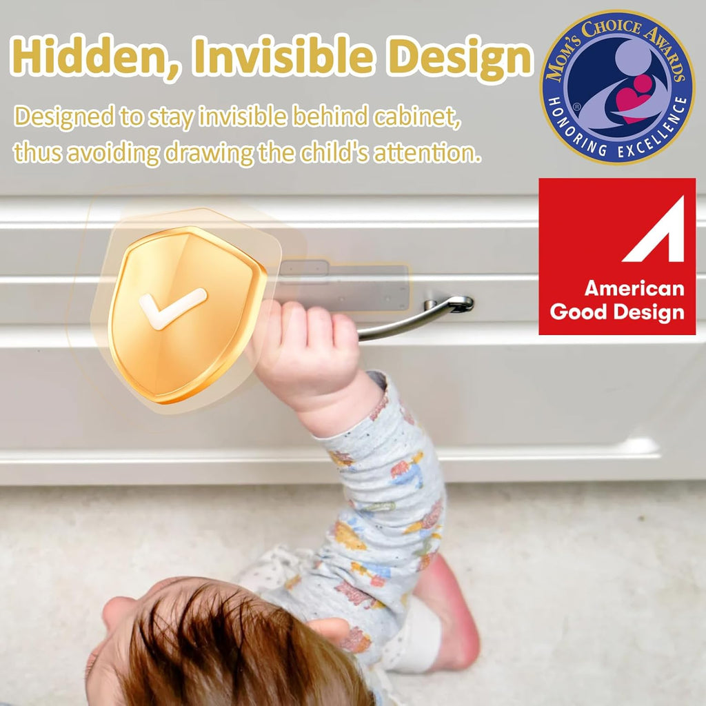 Bestkid Cabinet Lock NFC RFID Card Slim Hidden Drawer Lock for Child Safety Liquor File Kitchen Pantry Furniture Double-Layer Drawer No Drilling Required Black