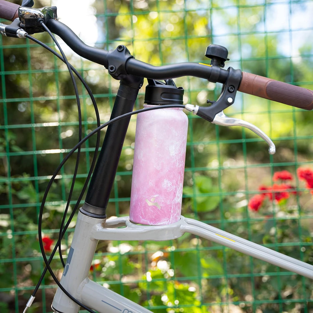 32 oz Insulated Water Bottle Stainless Steel Sport Bottles with 3 Lids,Marble Blossom