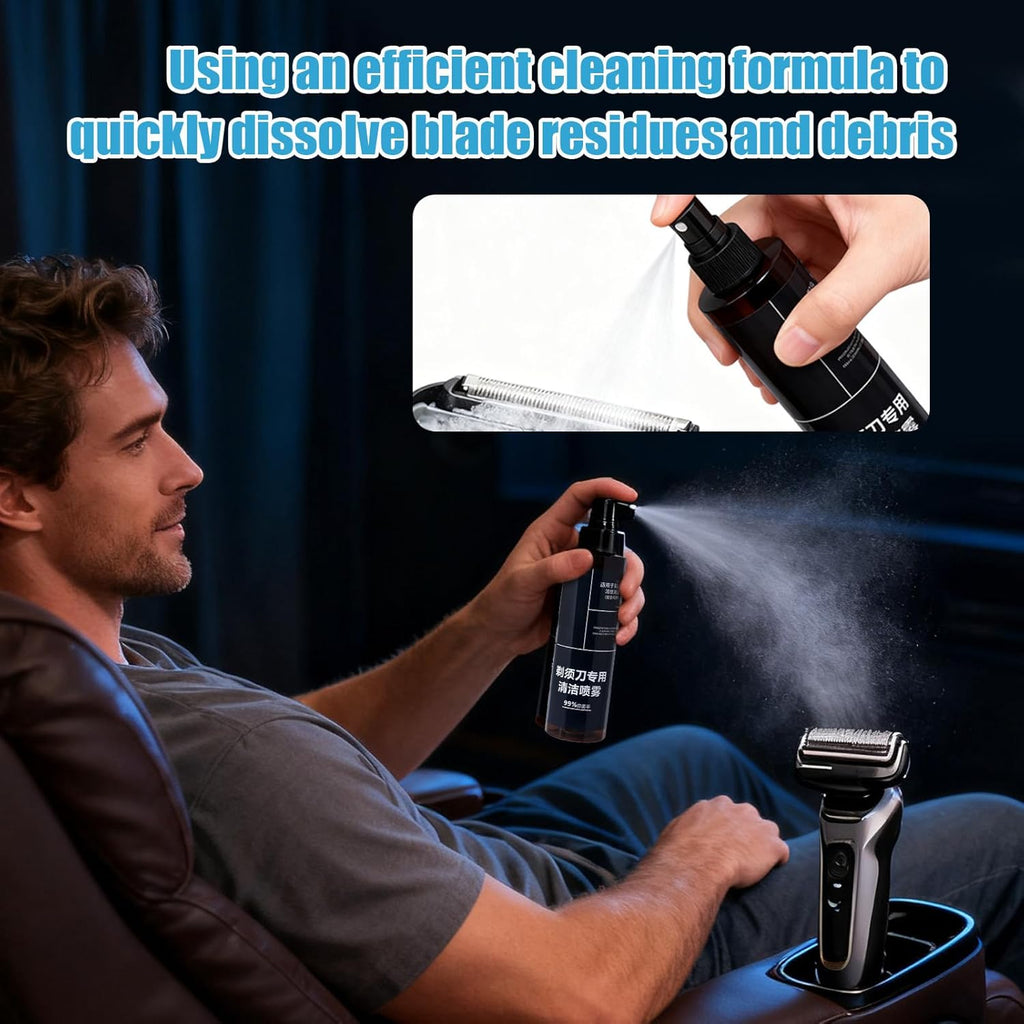 Electric Razor Cleaner- 200ml Shaver Cleaning Solution, Convenient Electric Shaver Blade Cleaner Spray | Portable Professional Cleaning Liquid Solution For Barbershop Home Men Hygiene Maintenance