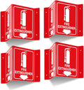 GicnKeuz Fire Extinguisher Sign, 8" x 6" Fire Extinguisher Projecting Sign with Down Arrow, Two-Sided Acrylic V-Signs, Including Screws, Easy to Install, Home Office/Business Use (4 Pack)