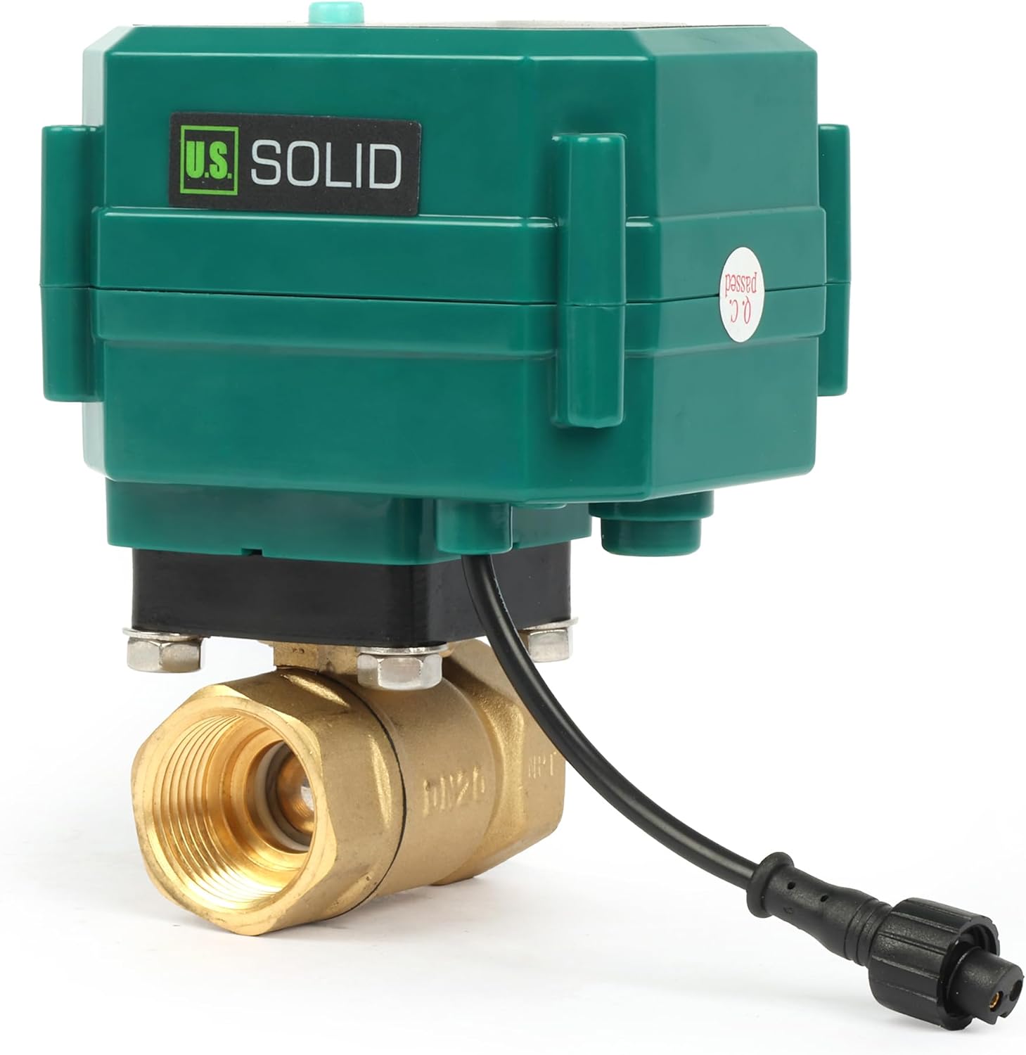 U.S. Solid 3/4" Smart Motorized Ball Valve - Brass Remote App Mobile-control Electrical Ball Valve with Manual Switch, Plug Connection