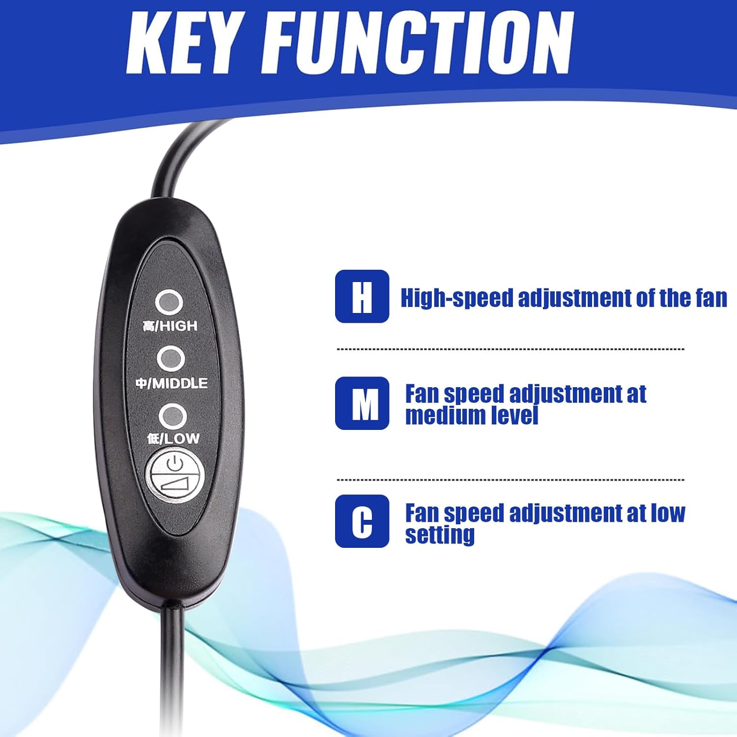 USB Fan Speed Controller, 3 Voltage Settings 5V/7V/9V with LED, 50cm Cable Length, Touch Switch Cycle Control, Black PVC Box, DIY Cooling/Desktop Fan Modification