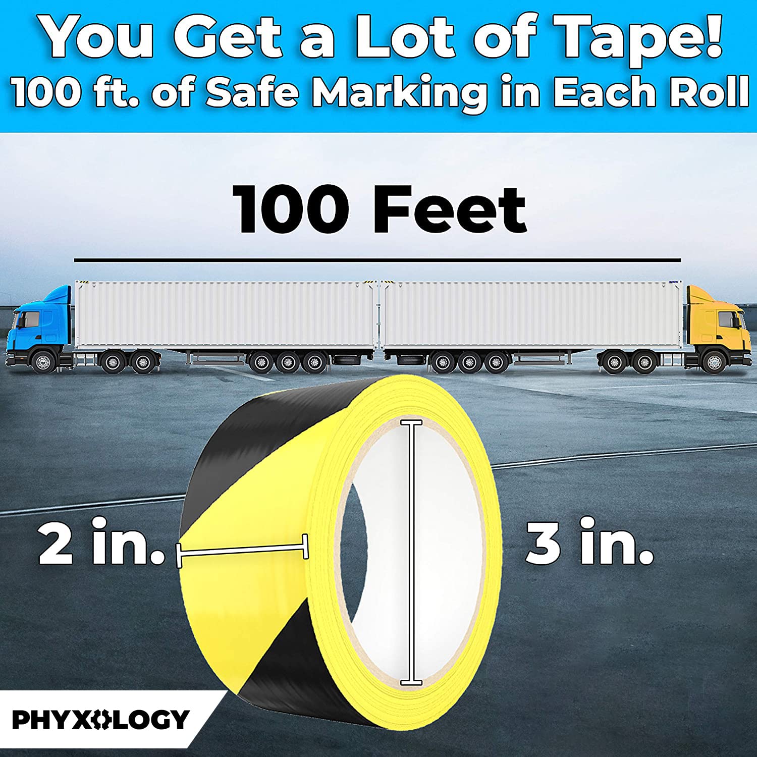 Single Roll Ultra-Adhesive Black & Yellow Hazard Tape for Floor Marking, High Visibility Striped PVC Vinyl, Durable Anti Scuff & Heavy Duty, Ideal for Safety Zones, Watch Your Step Areas in Workplaces