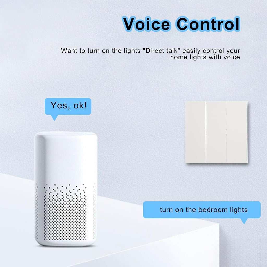 Scene Switch for Tuya for ZigBee 3.0, 6-Button Wall Controller, Remote Voice App Control, White ABS, Battery Powered for Home Automation