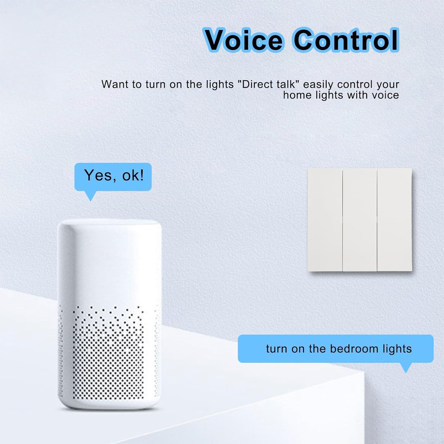 Scene Switch for Tuya for ZigBee 3.0, 6-Button Wall Controller, Remote Voice App Control, White ABS, Battery Powered for Home Automation
