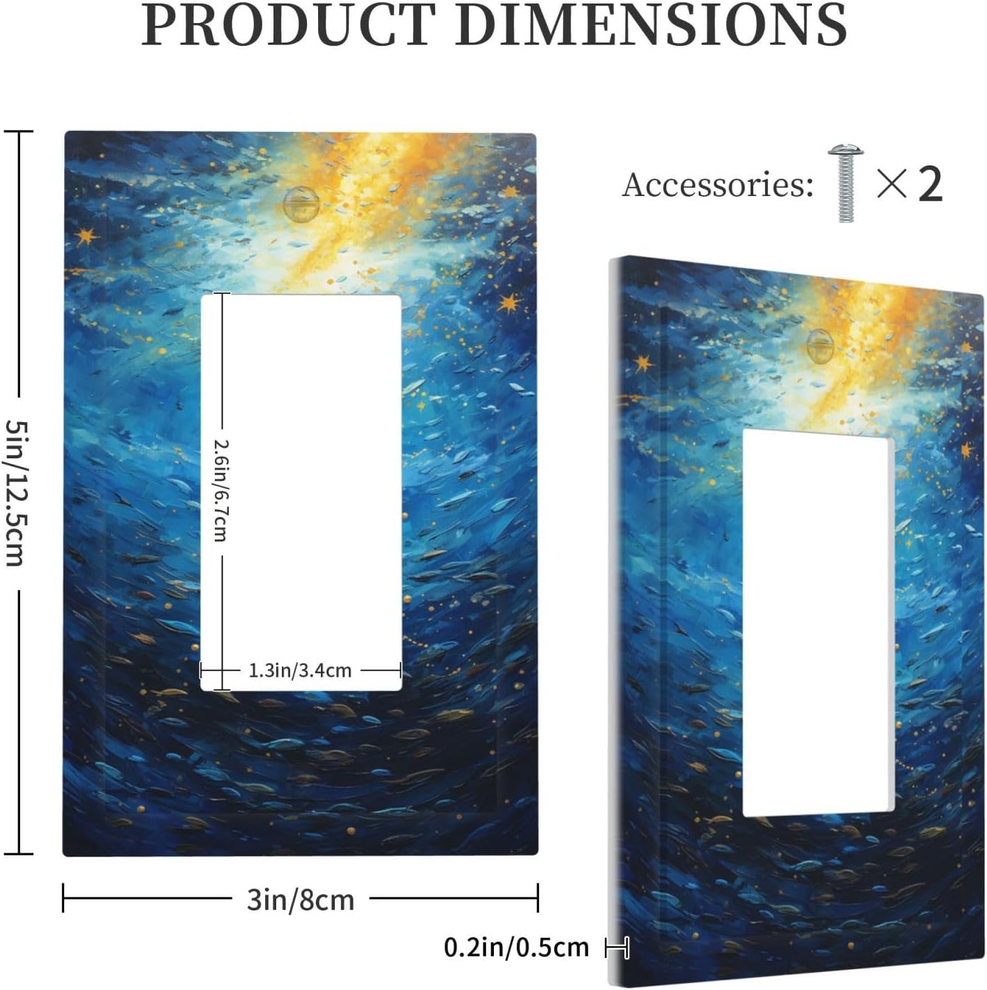 Decorative Outlet Covers Dream Ocean Underwater World Fish Shoal 1 Gang Single Rocker Light Switch Cover Plate Wall Plates GFCI Faceplate for Kids room Nursery Decor