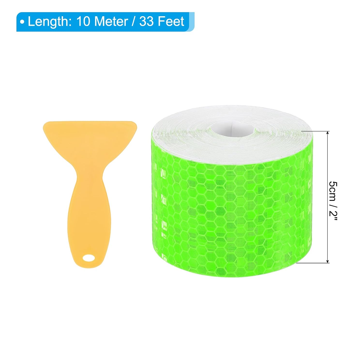 PATIKIL 2 Inch x 33 ft Reflective Tape, 1 Roll Waterproof Self Adhesive High Visibility Caution Warning Safety Tape Reflector with Scraper for Trucks Trailers Cars, Green