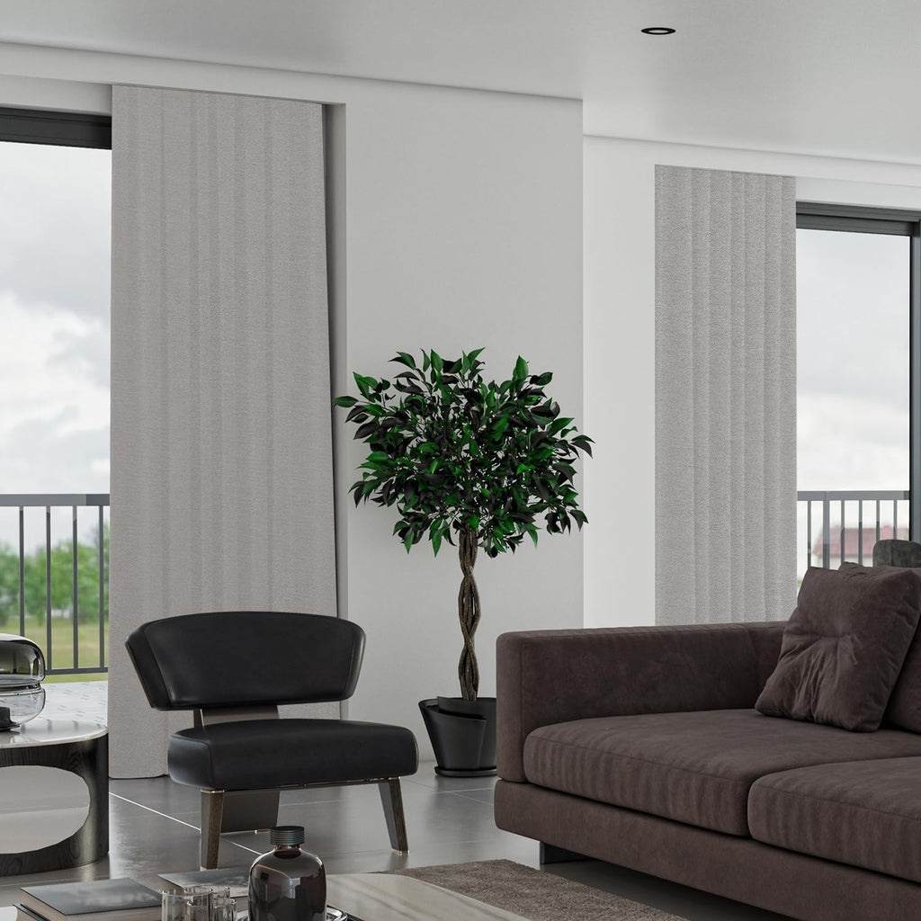 SmartWings Automatic Curtain Opener with Drapery, Motorized Vertical Blinds with Remote, Electric Closet Doors Sliding Panels Compatible with Alexa Google Homekit, 90% Blackout Sierra Grey