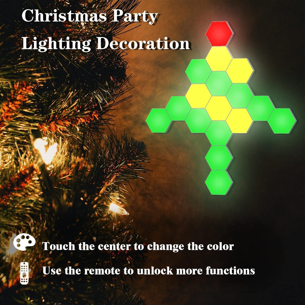 10 Pack Hexagon Light Panels - Smart RGB Hexagon LED Lights Wall Lights Remote Control Lights for Lving Room, Bedrooms, DIY Lovers, Gifts, Gaming Room, Kids
