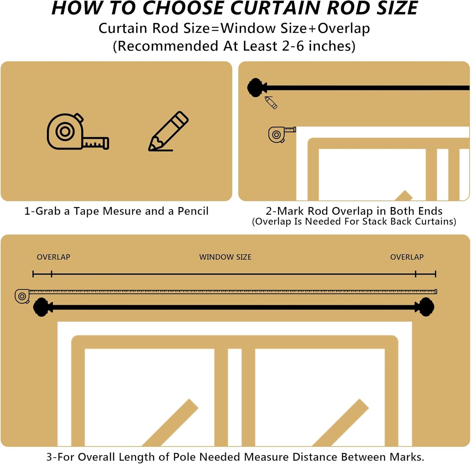 Black Curtain Rods for Windows 28 to 48 Inches 6/8 Inch Adjustable Heavy Duty Curtain Rods with Lantern Ball Finials,Window Treatment Single Curtain Rod Set