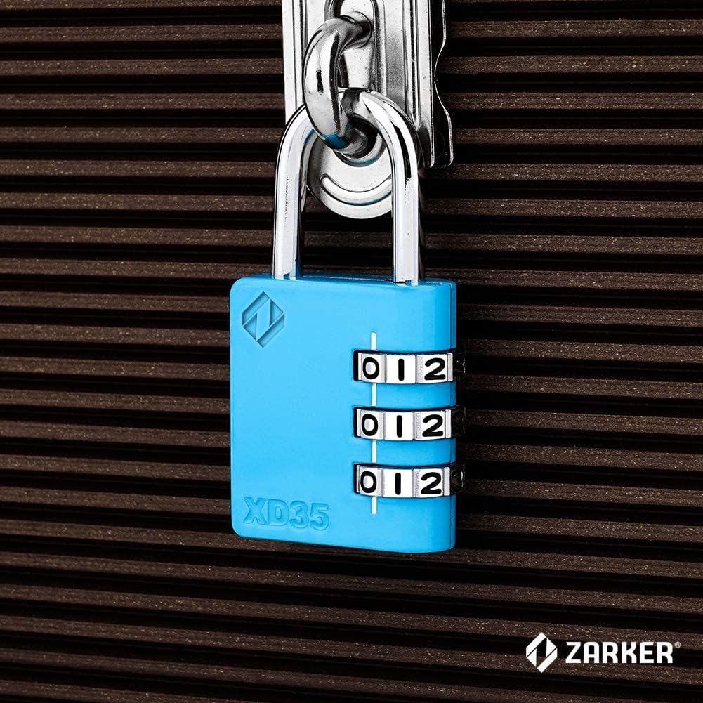XD35 Combination Lock, 3-Digit Padlock for School, Gym, Sports Locker Lock, Fence, Toolbox, Case, Outdoor, Hasp Storage (1-Pack, Blue)
