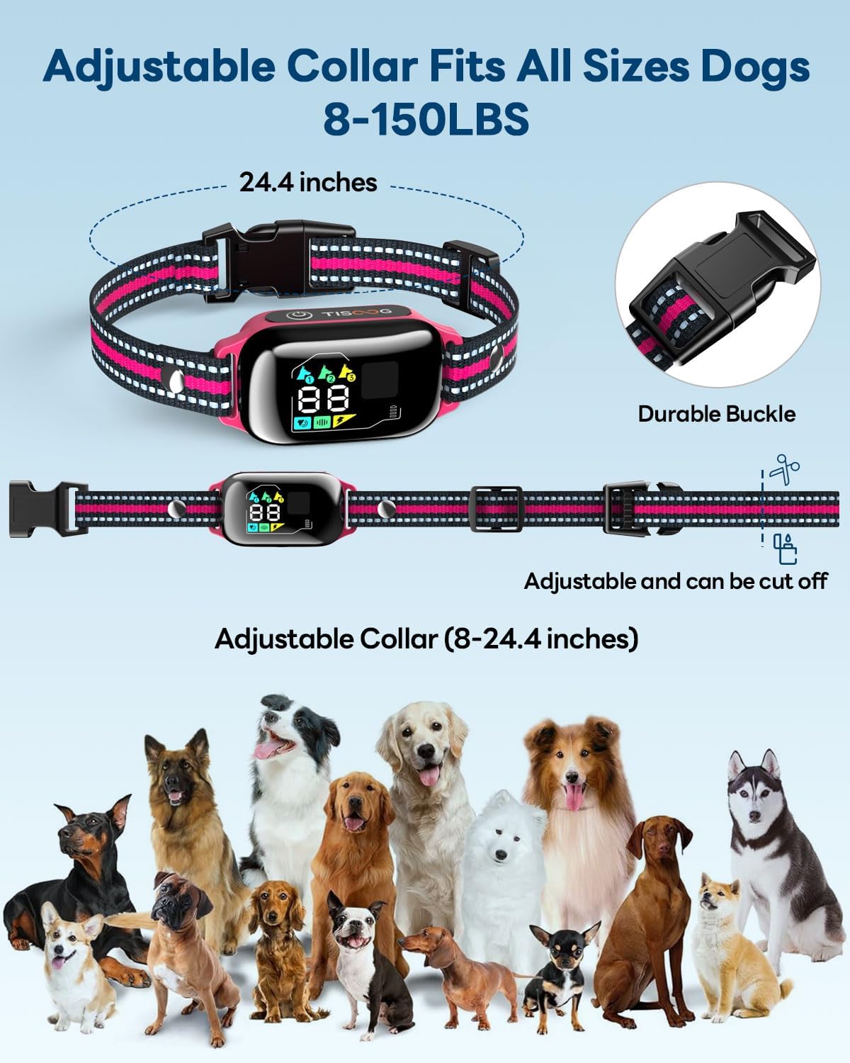 Dog Shock Collar - 3300FT Dog Training Collar with Remote, IPX7 Waterproof Electric Dog Collar with 4 Training Modes, Security Lock, Rechargeable E-Collar for Small Medium Large Dogs (Hot Pink)
