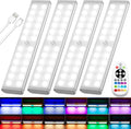 Diomart Under Cabinet Lighting Wireless, RGB Rechargeable Motion Sensor Light Indoor Night Lights, 58 -LED Remote Control Under Counter Lightis for Kitchen, Wardrobe, Hallway, Stairs, Desk(4 Pack)