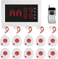 Wireless Caregiver Pager Nursing Calling System Elderly Alarm with 1 Display Receiver and 10 Waterproof 2 Key Call Buttons for Nursing Home Clinic (10 M2 Call Buttons)