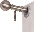 Curtain Rods for Windows 18 to 145 inches, 1 Inch Modern Metal Drapery Rods, Adjustable Heavy Duty Curtain Pole with Round Finials(18"-145"Satin Nickel)
