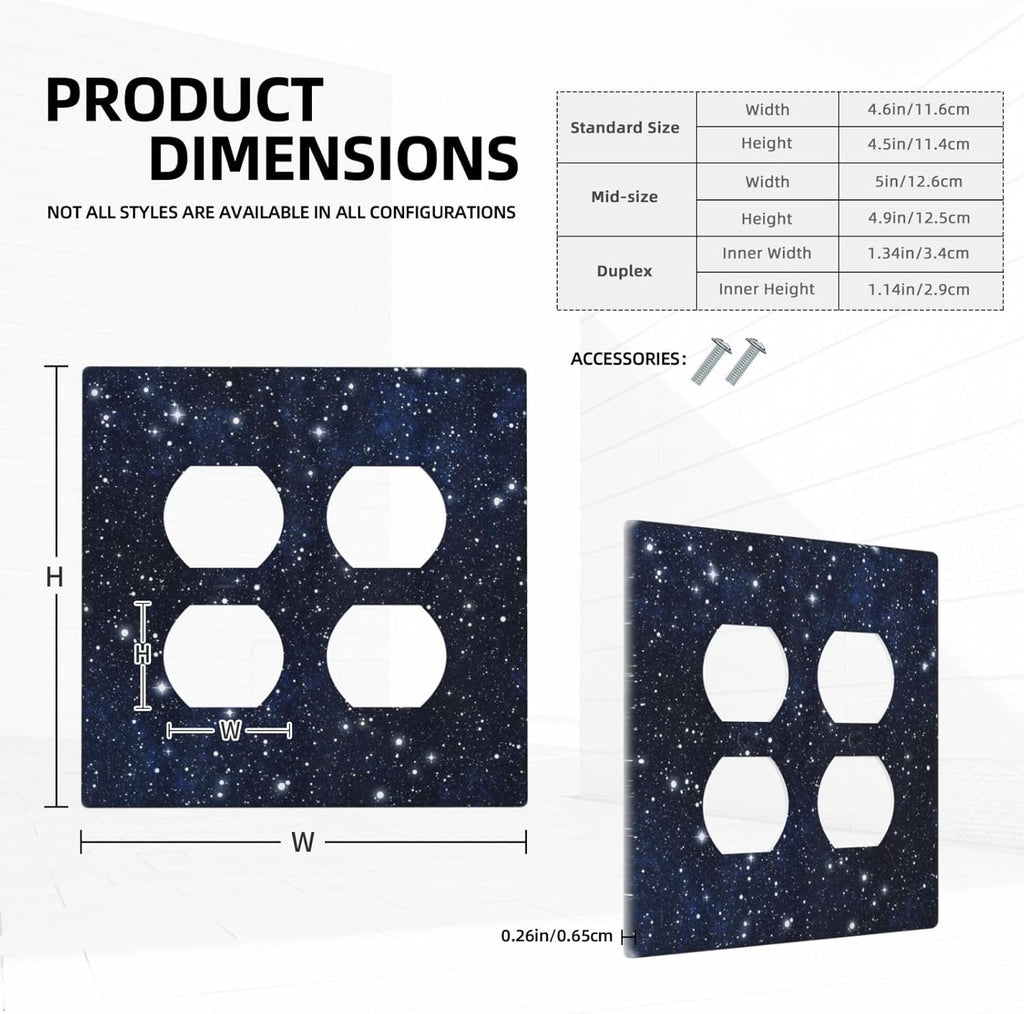 Decorative Outlet Covers Blue Galaxy Universe Space Stars 2 Gang Wall Plate Cover Double Duplex Receptacle Two Switch Light Switch Cover Plate Jumbo Dual Faceplate for Home Decor