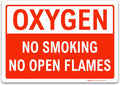 Brimar - 14 x 10" - Oxygen No Smoking No Open Flames Sign - 3.5 Mil InfiniStick™ Vinyl Label - Clear Warning - Easy Installation