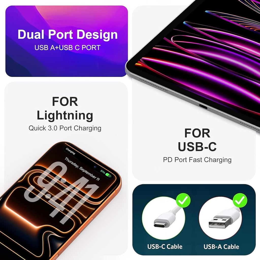 iPhone 15 16 17 Pro Max Charger, Upgraded Certified 3-Pack 20W Durable Dual Port PD Block Fast USB-C Wall Charger for iPhone14/15/16/17/Pro Max, XS/XR/X, iPad Pro, AirPods Pro, Samsung