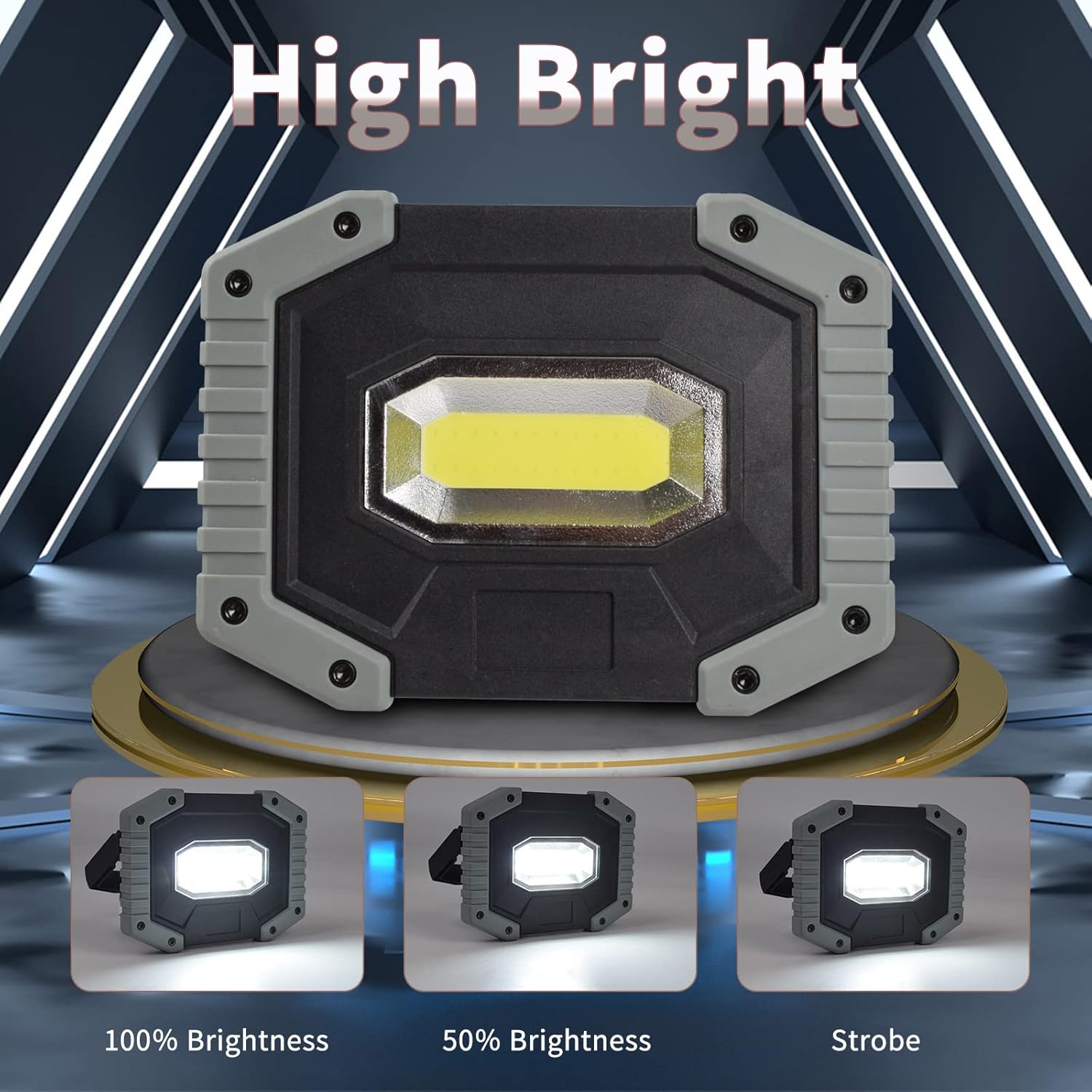 OTYTY LED Work Light 2-Pack, 30W 1500LM Portable Rechargeable Flood Lights with Magnetic Base, 4200mAh Battery for Outdoor, Camping, Hiking, Emergency, Car Repairing, Job Site Lighting (W841 Grey)