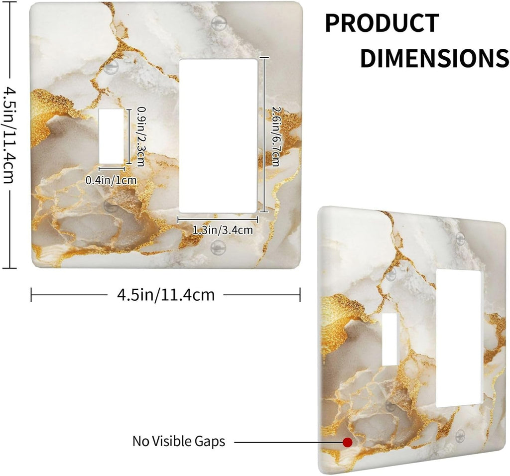 Gold Marble Crack Simple Abstract Print Outlet Covers 1 Toggle 1 Rocker Combination Decorative Wall Plate Electrical Switch Plates Light Switch Cover Plate for Bathroom Kitchen Home Decor