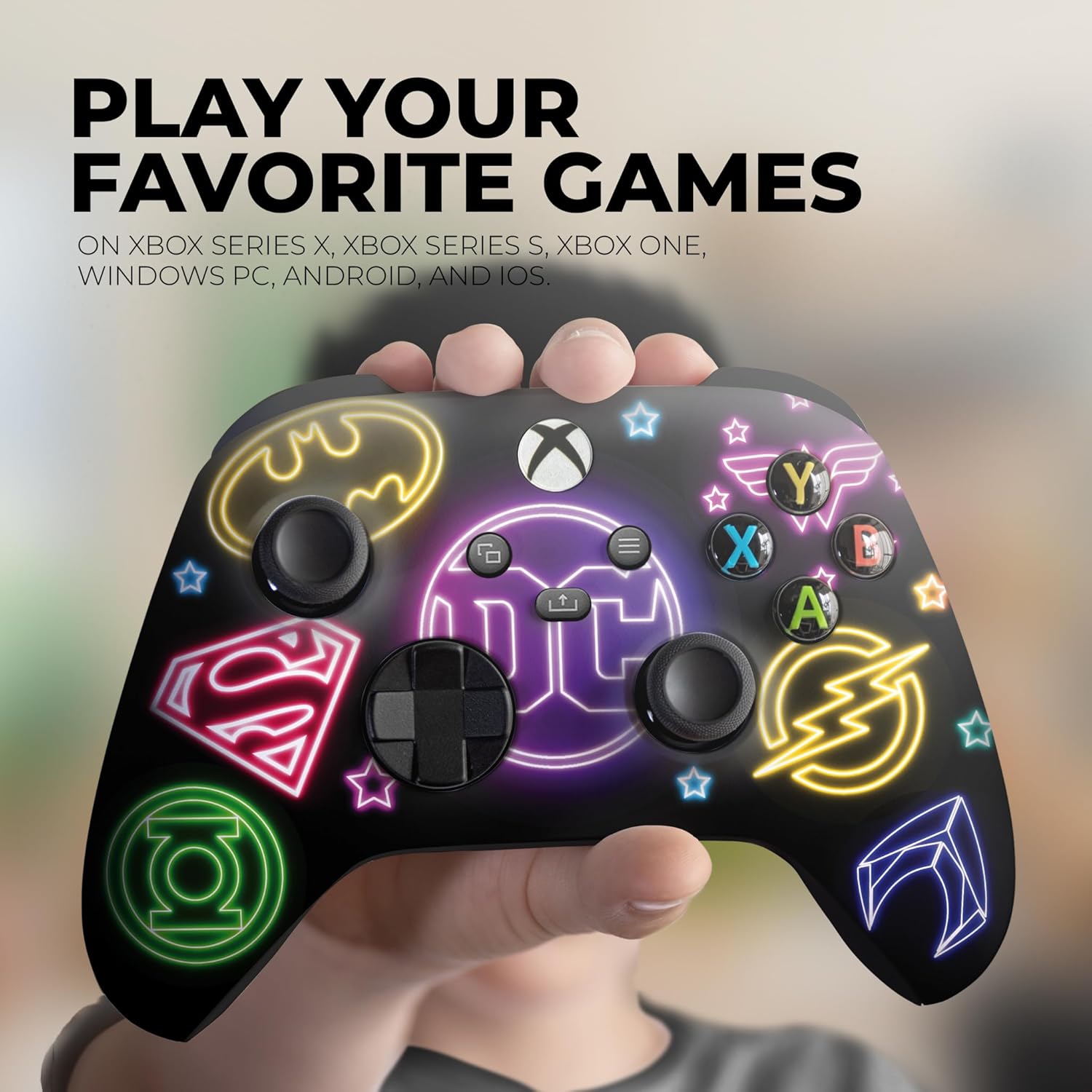 DreamController DC Comiic NEON Custom X-box Controller Wireless compatible with X-box One/Series X/S Proudly Customized in USA with Permanent HYDRO-DIP Printing (NOT JUST A SKIN)