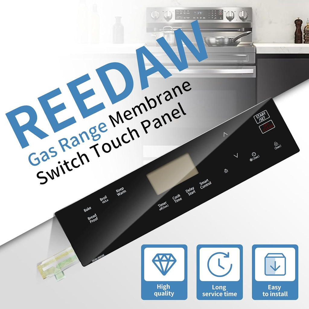 DG96-00850E Range Membrane Switch Touchpad Control Touch Panel for Samsung Gas Ranges Stove Oven NX60A6111SS/NX60A6111SB, Replaces 4976816/AP7192051/PS16736760/EAP16736760