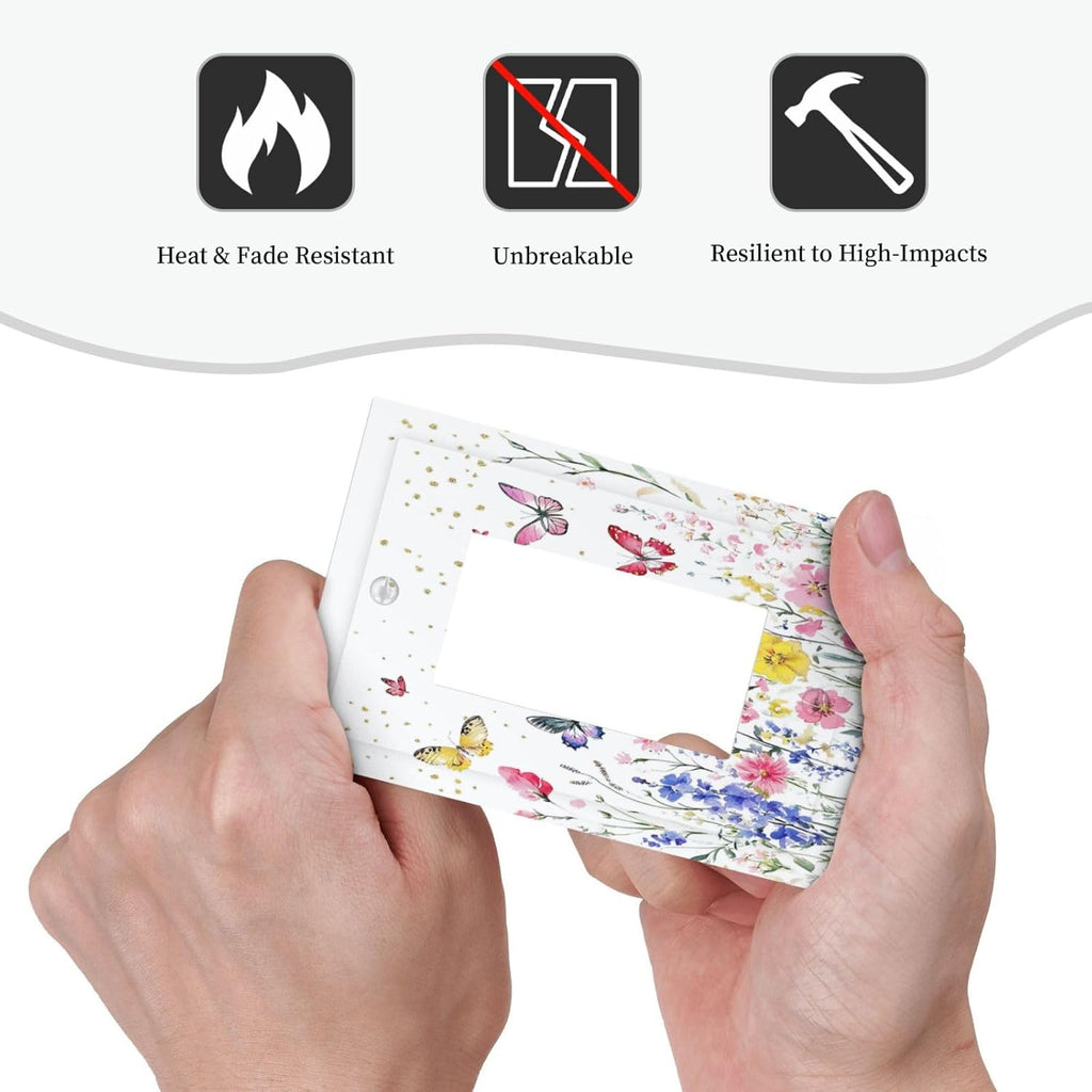 Decorative Outlet Covers Watercolor Floral Butterfly Colorful Wildflower 1 Gang Single Rocker Light Switch Cover Plate Wall Plates Gfci Faceplate For Bed Room Living Room Decor
