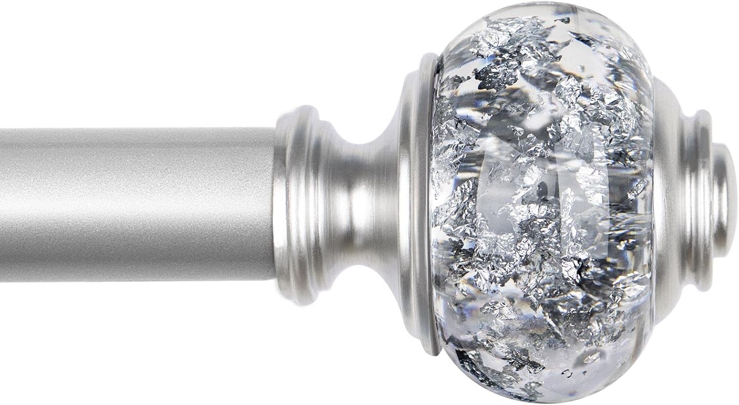 1 Inch Curtain Rods 72 to 144 Inches (6 to 12 ft) Telescoping Single Drapery Rod, USFOOK Heavy Duty Curtain Rods for Windows with Silver Decorative Translucent Finials
