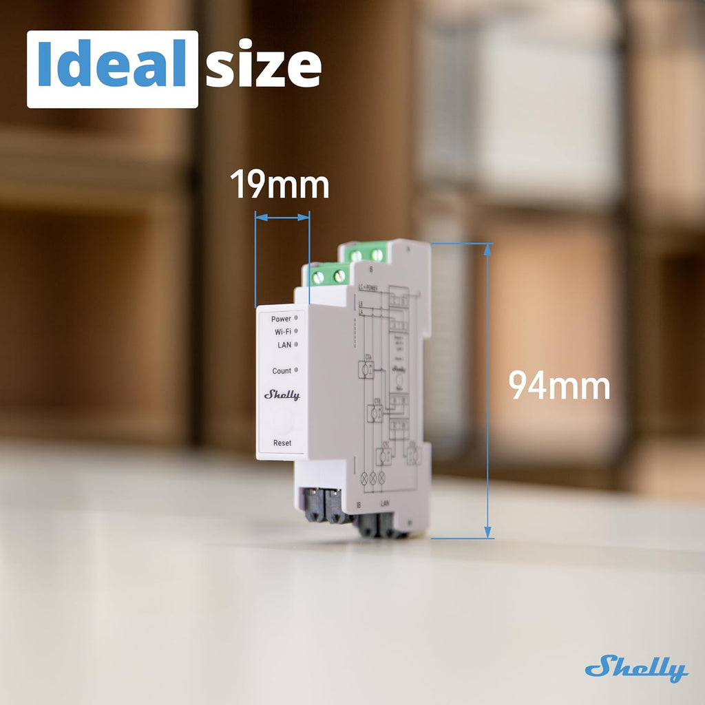 Shelly Pro 3EM (400A) | Wi-Fi & LAN, 3-Phase Smart Energy Meter | 2-Way Consumption | Home Automation | Bluetooth Gateway | Compatible with Alexa & Google Home | No Hub Required | Solar Panels