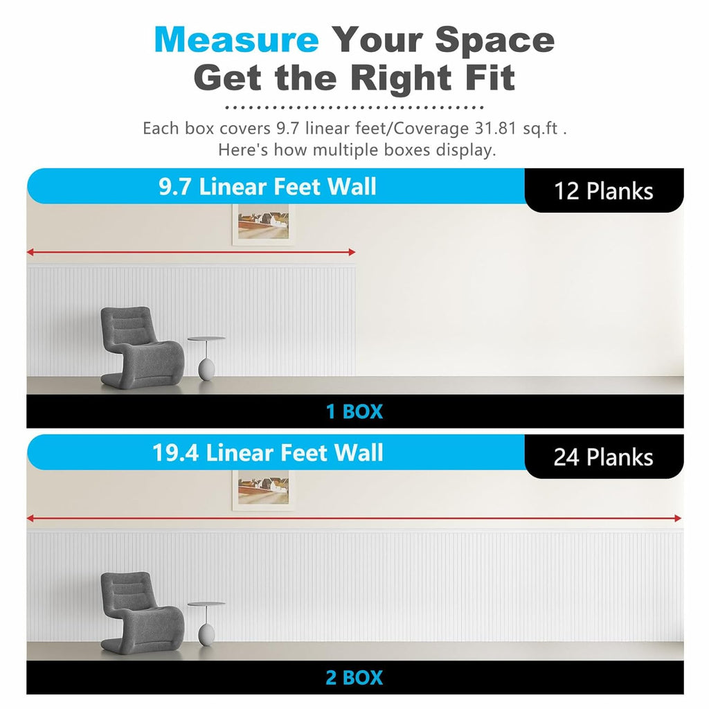 Art3d Wainscoting Wall Panel Kit, 37.8" Tall Beadboard Panels for Walls, Polystyrene Board and Batten Wall Panel Kit, Easy DIY Decorative Trim for Living Room, Kitchen, Bedroom – Covers 31 Sq.Ft