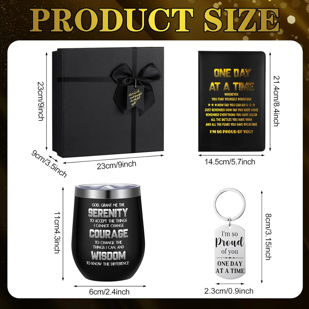 6 Pcs Sobriety Gifts for Men Women Addiction Recovery Sober Encouragement Gifts 12 oz Stainless Steel Cup Socks Keychain Pen Notebook Box for AA NA Alcoholics Addiction Sober Milestone