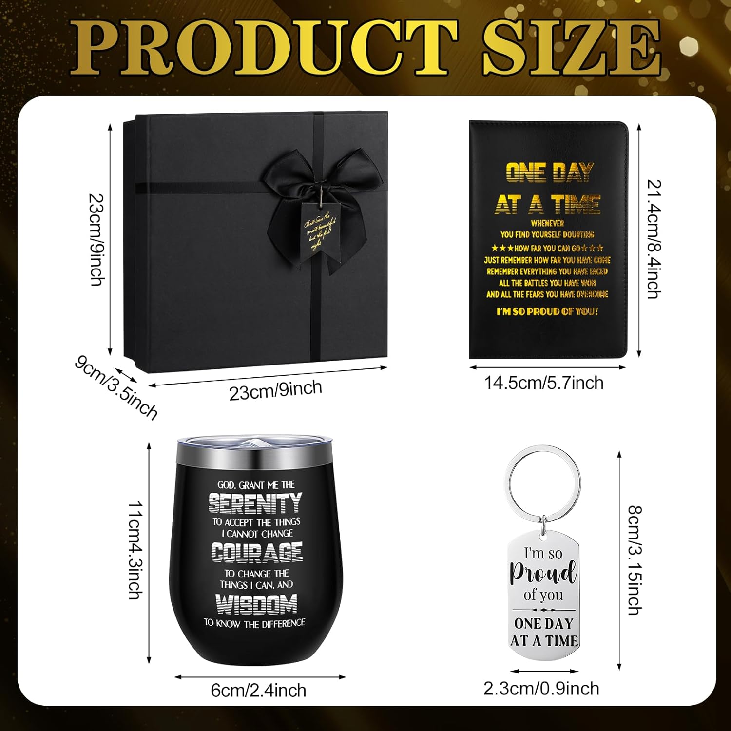 6 Pcs Sobriety Gifts for Men Women Addiction Recovery Sober Encouragement Gifts 12 oz Stainless Steel Cup Socks Keychain Pen Notebook Box for AA NA Alcoholics Addiction Sober Milestone