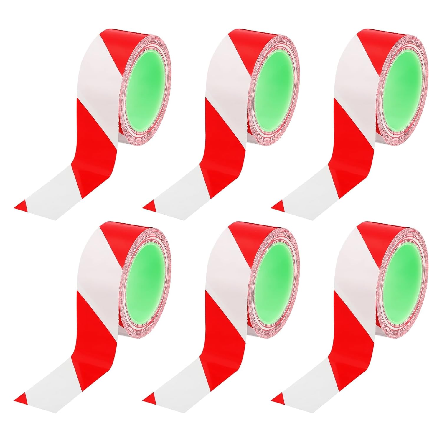 PATIKIL Floor Marking Tape 2 Inch x 110 Ft, 6 Pcs Self-Adhesive Warning Safety Tape Caution Stripe for Walls Floors Pipes Equipment Outdoor, Red/White