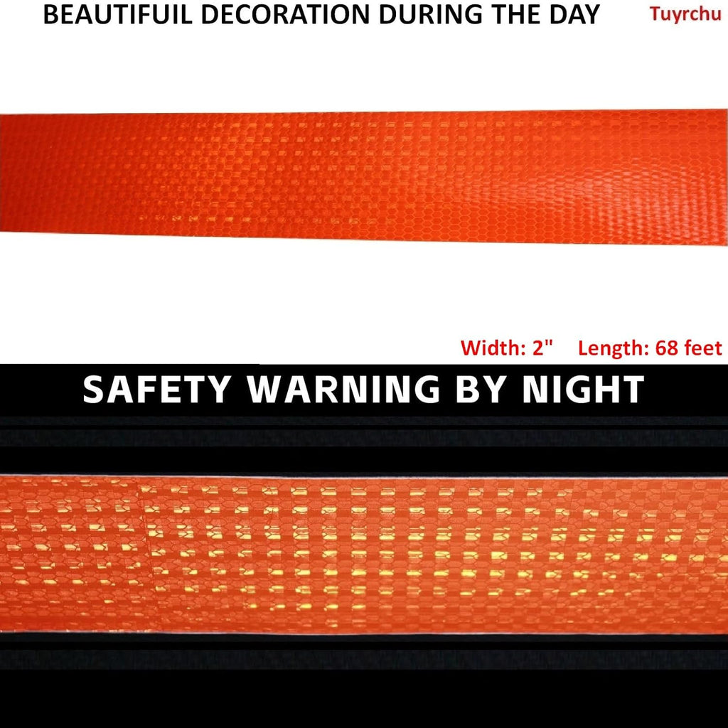 Orange Reflective Tape Outdoor Waterproof 2 inch, High Visibility Warning Industrial Marking Tape, Safety Stickers (68 feet)