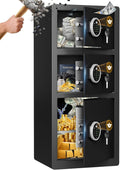 8.0 Cu ft Extra Large Home Safe Box 3 Door Money Safes - Fireproof & Waterproof Digital Safe with Dual Alarm, Drop Slot, Backlit Keypad & Adjustable Shelf for Home, Office, Hotel