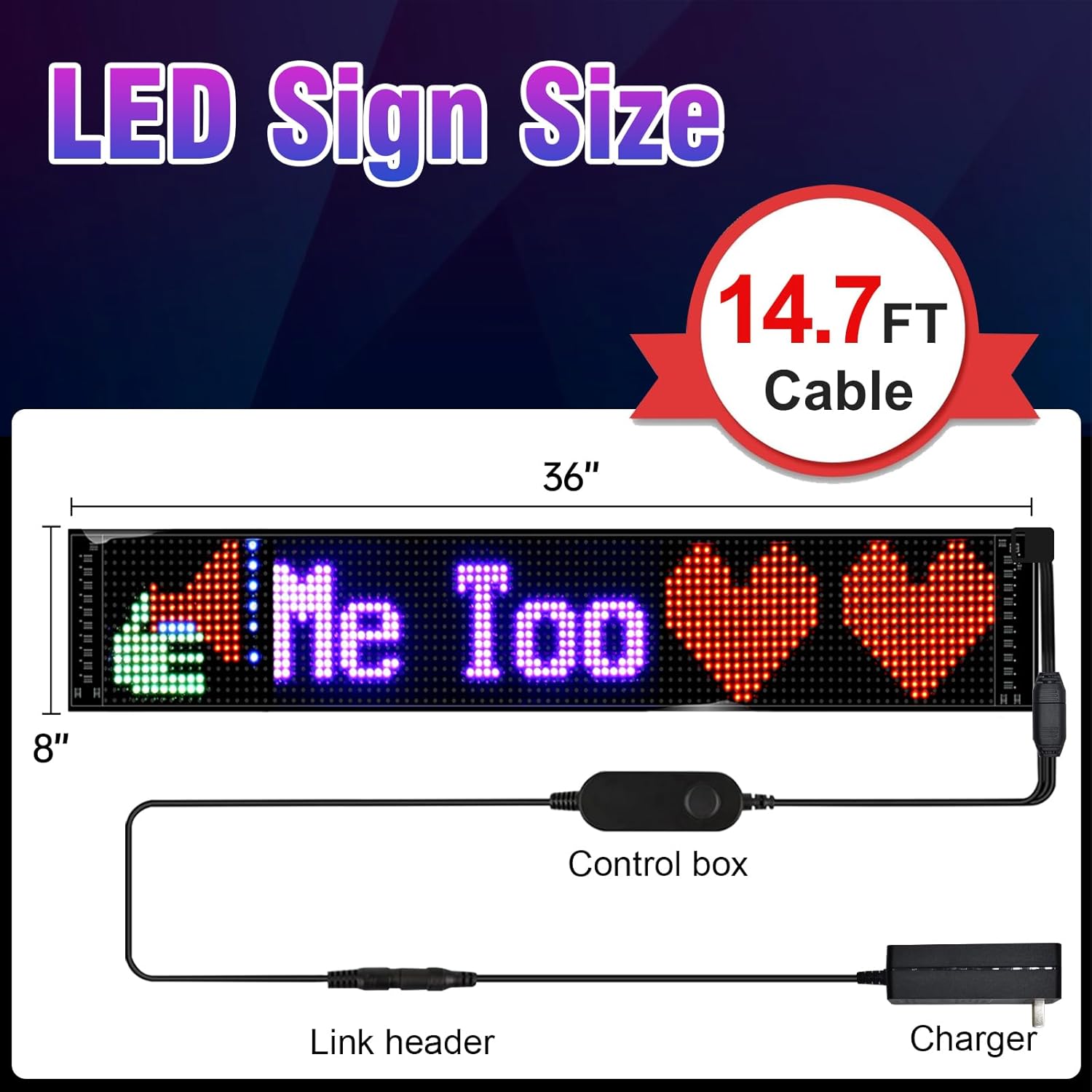 GOTUS Programmable LED Sign,LED Sign for Business,Bluetooth APP Control,DIY Design Text, Patterns, Animations