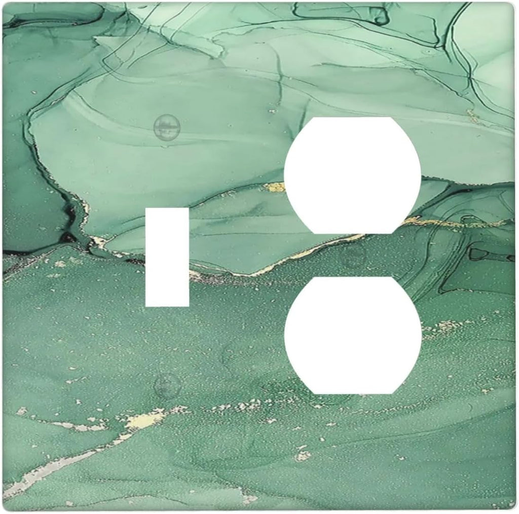 Wallplates Simple Green Marble 1 Toggle 1 Duplex Switch Plate Electrical GFCI Faceplate Decorative Light Switch Covers for living Room Office Decor