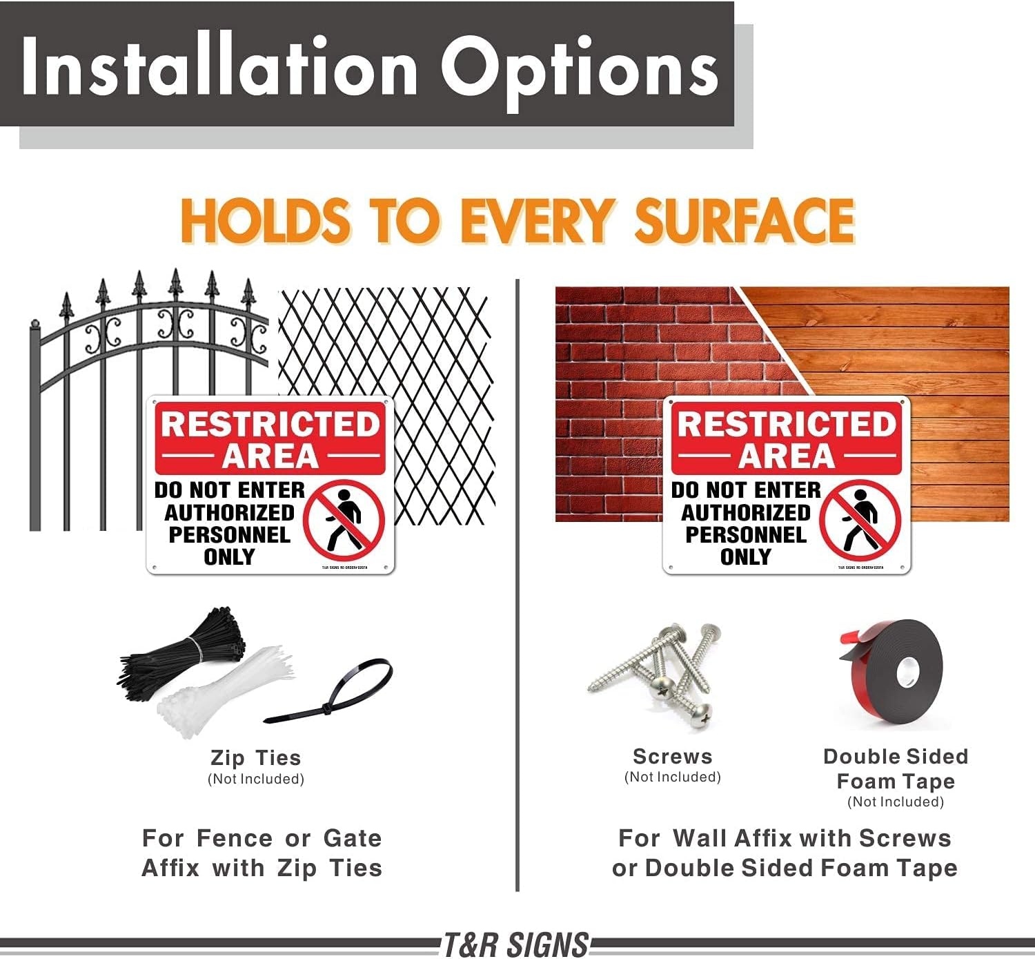 Restricted Area Do Not Enter Authorized Personnel Only Sign - 2 Pack - 10 x 7 Inches Rust Free .040 Aluminum - UV Protected, Waterproof, Weatherproof and Fade Resistant - 4 Pre-drilled Holes