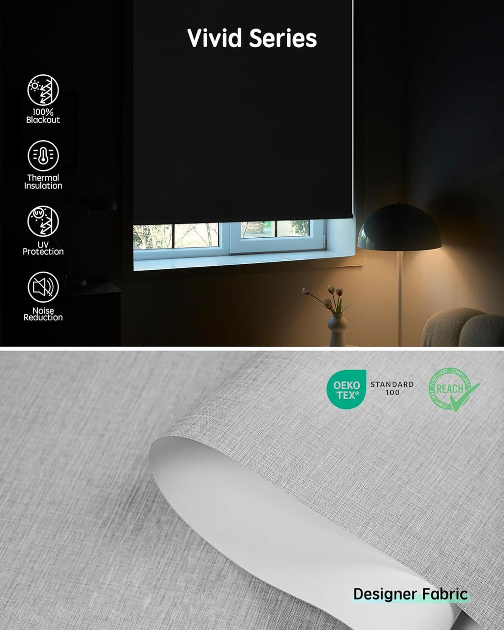 Yoolax Motorized Blinds with Remote, Smart Blinds for Windows Blackout Automatic Shades Compatible with Alexa Remote Control Roller Window Shades with Valance, Custom Size (V-Foggy White)