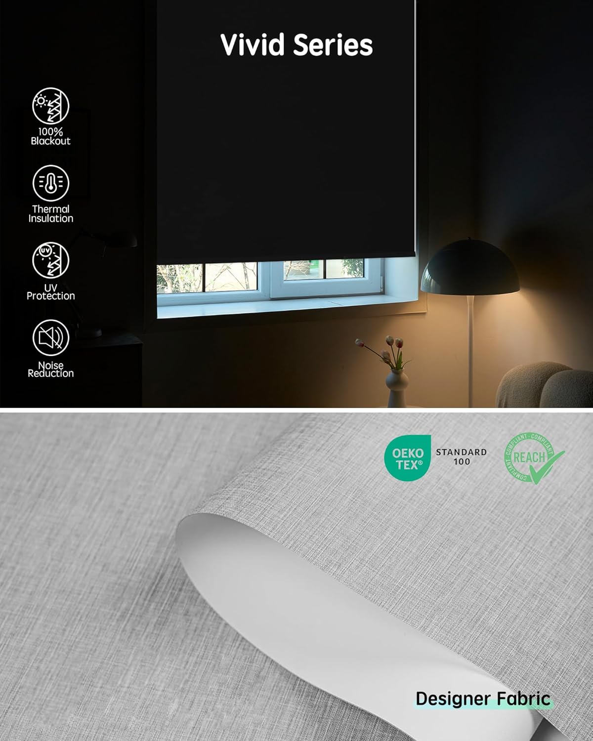 Yoolax Motorized Blinds with Remote, Smart Blinds for Windows Blackout Automatic Shades Compatible with Alexa Remote Control Roller Window Shades with Valance, Custom Size (V-Foggy White)