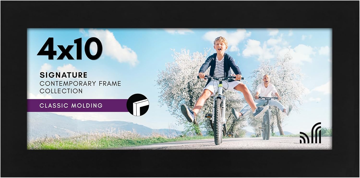 Americanflat 14x10 Picture Frame with Shatter-Resistant Glass - Signature Collection - Gallery-Style Frames Made of Engineered Wood - Photo Frame for Tabletop and Wall Display - Black
