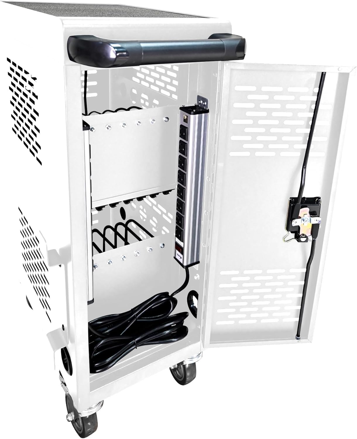 Laptop Charging Cart, Laptop Storage Cart with 16-Bay, Mobile Charging Cabinet for iPads up to 14", Chromebook Devices, Cord Management, Access Lock.School,Business.White