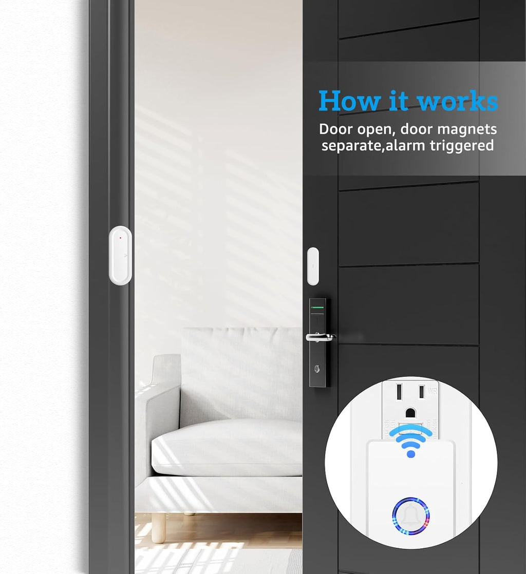 Greencycle Wireless Door Open Sensor Chime, Door Entry Chime with Adjustable Volume, LED Flash, 48 Chimes, Nightlight Function, Magnetic Door Chime for Business Home Office Store(1Receiver+2 Sensors)