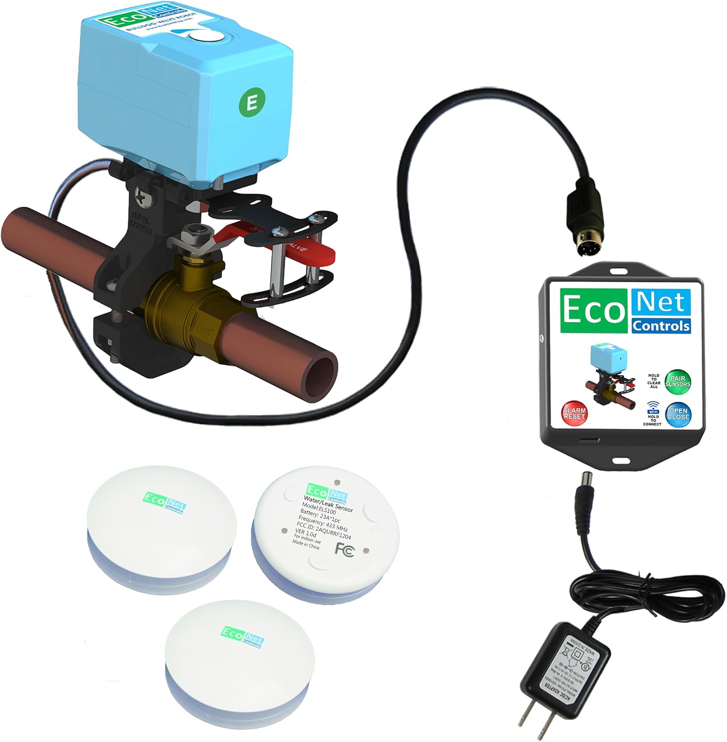 EVC400-MW-SK3 Bulldog Matter Over WiFi Starter Kit with 3 sensors - Easy Installation, No Plumbing Required, Smart Home Optional